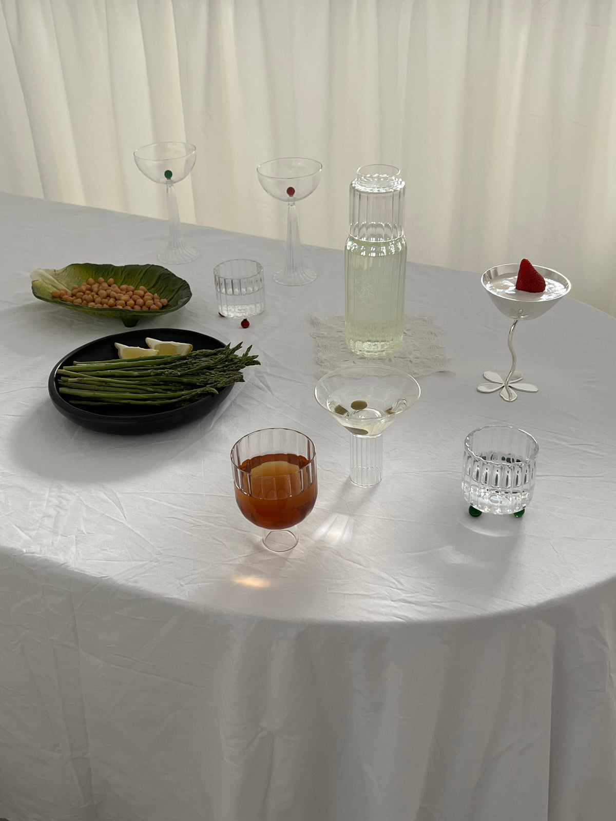 Table setting with handmade glassware